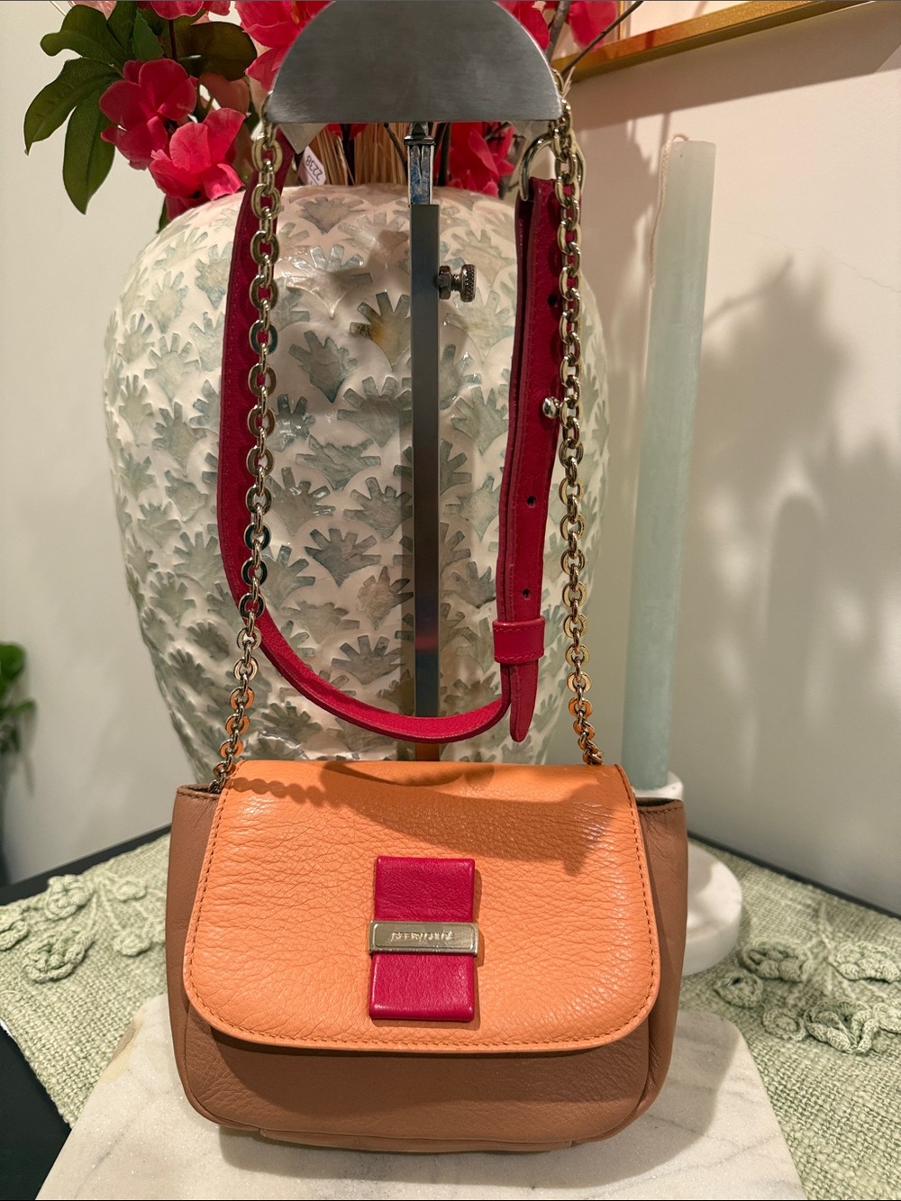 See By Chloe Orange, Pink and Brown Small Leather Crossbody